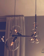 Air 73 Pendant Light, Clear Glass Spheres, Black or Gold Steel, G9
