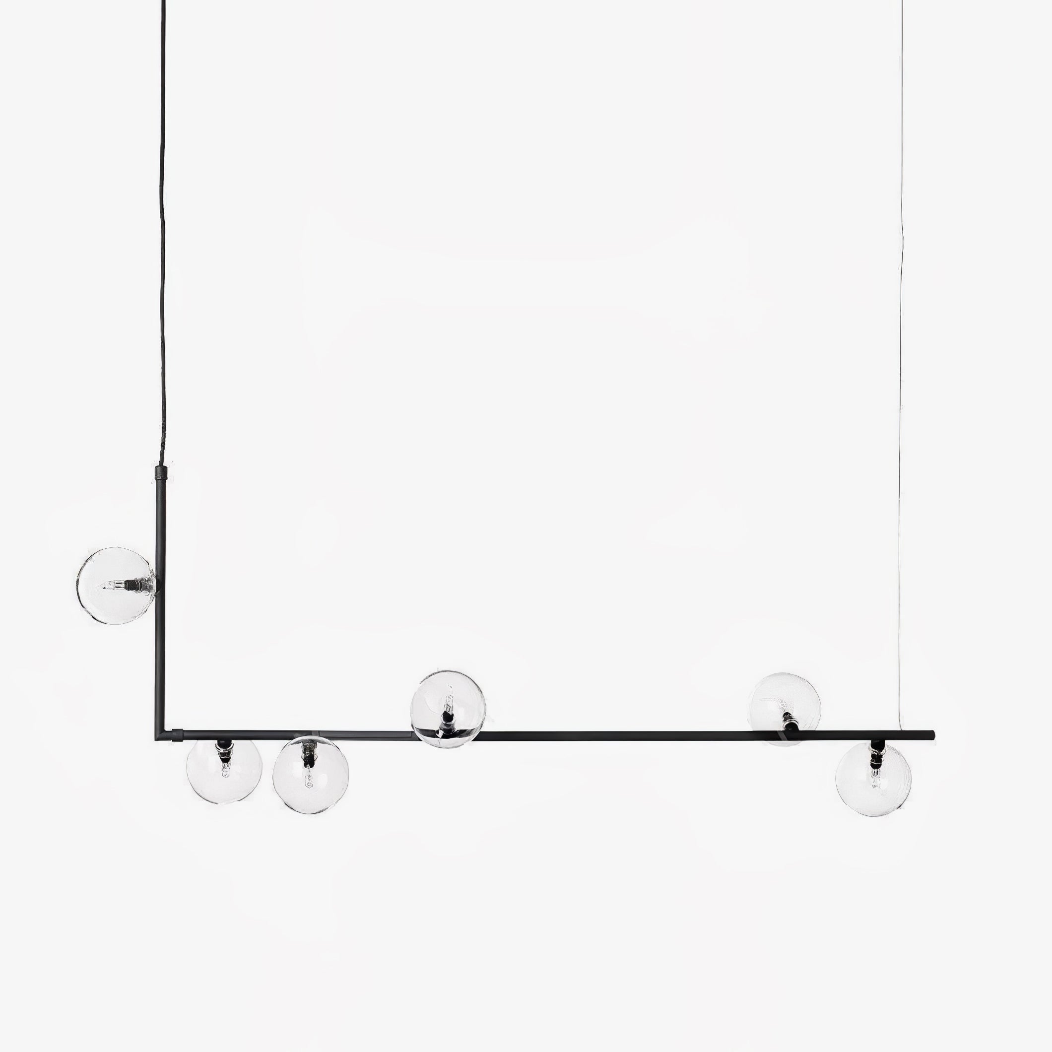 Air 73 Pendant Light, Clear Glass Spheres, Black or Gold Steel, G9
