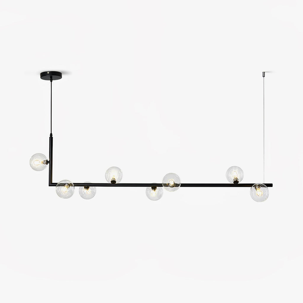 Air 73 Pendant Light, Clear Glass Spheres, Black or Gold Steel, G9