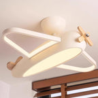 Airplane Ceiling Light For Kids' Room, Warm White LED, Wood & Metal