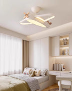 Airplane Ceiling Light For Kids' Room, Warm White LED, Wood & Metal