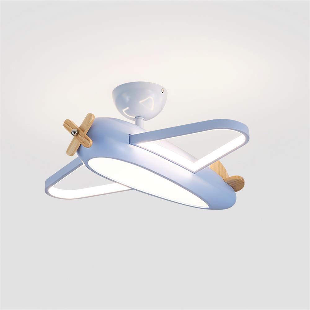 Airplane Ceiling Light For Kids' Room, Warm White LED, Wood & Metal