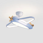Airplane Ceiling Light For Kids' Room, Warm White LED, Wood & Metal