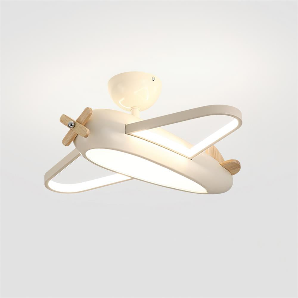 Airplane Ceiling Light For Kids' Room, Warm White LED, Wood & Metal