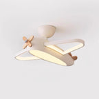 Airplane Ceiling Light For Kids' Room, Warm White LED, Wood & Metal