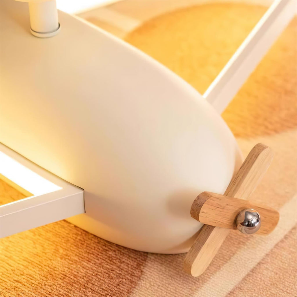Airplane Ceiling Light For Kids' Room, Warm White LED, Wood & Metal