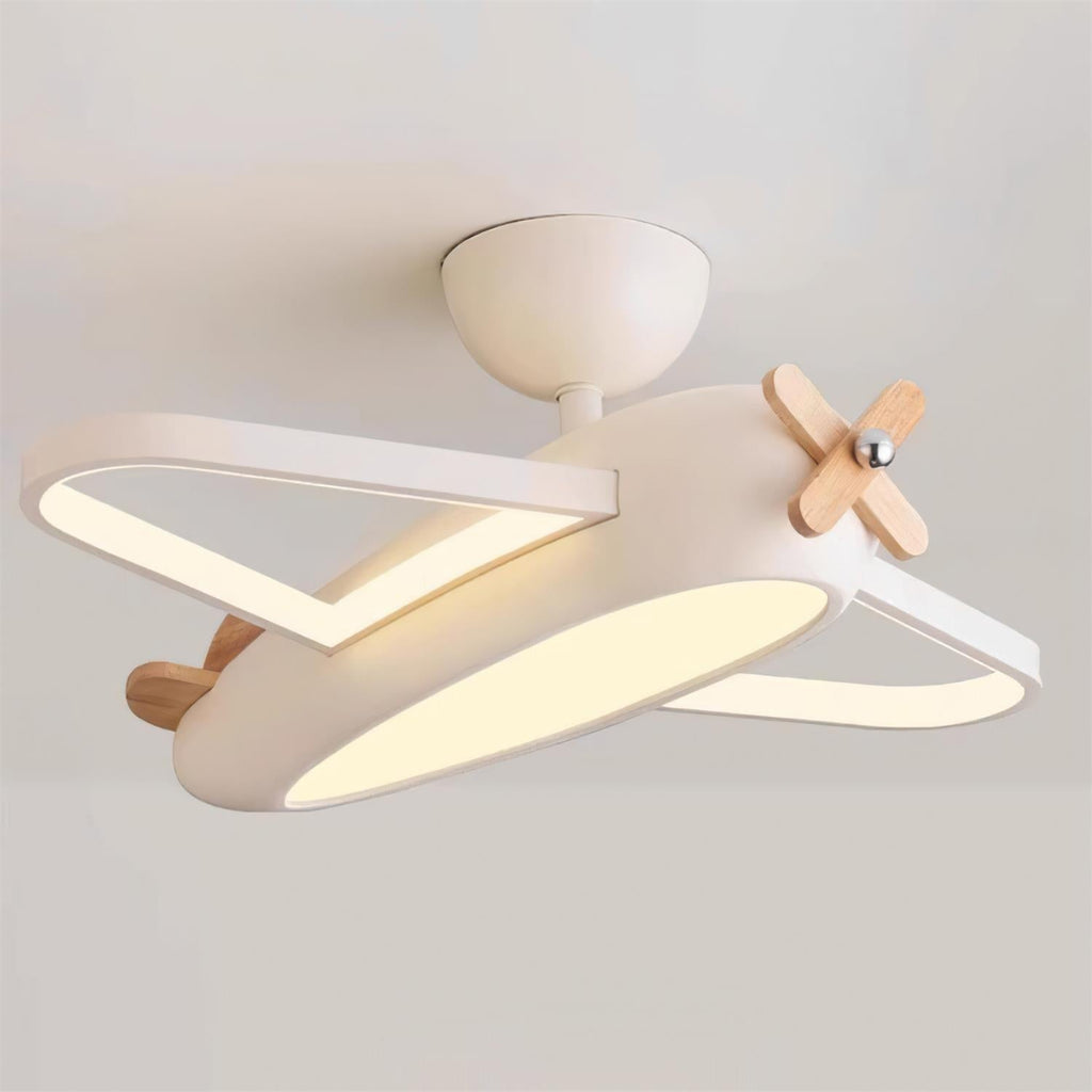 Airplane Ceiling Light For Kids' Room, Warm White LED, Wood & Metal