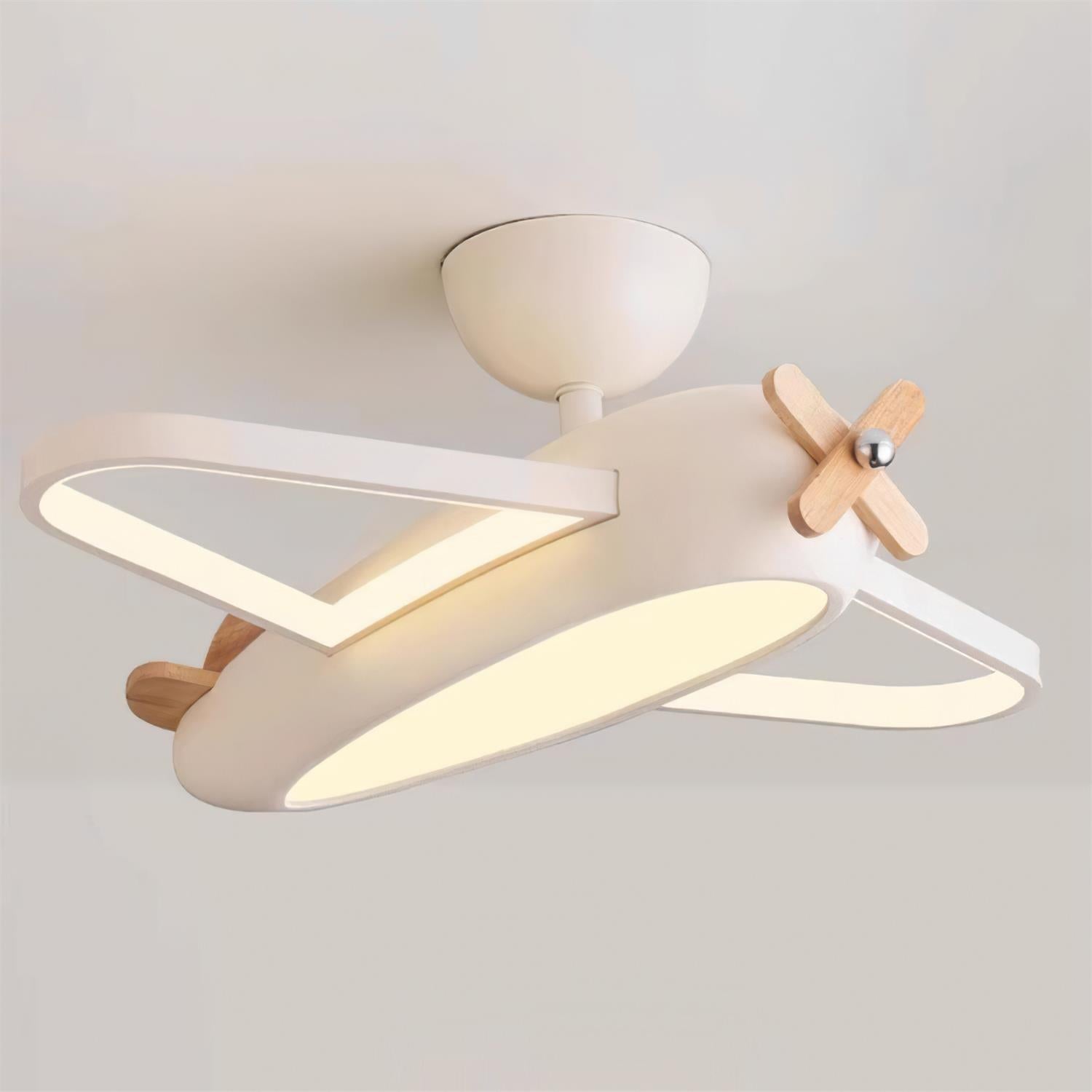 Airplane Ceiling Light For Kids' Room, Warm White LED, Wood & Metal