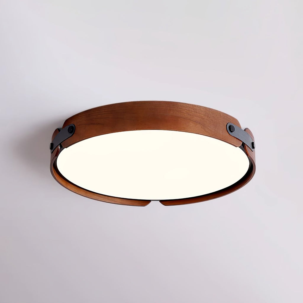 Low-profile wood ceiling light with soft white light