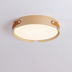 Wooden ceiling light with white diffuser in an interior