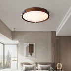 Wooden ceiling light with even white diffuser glow