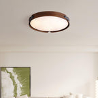 Slim walnut ceiling light mounted flush overhead