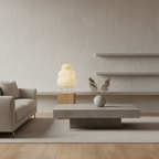 White mulberry paper table lamp front view on white