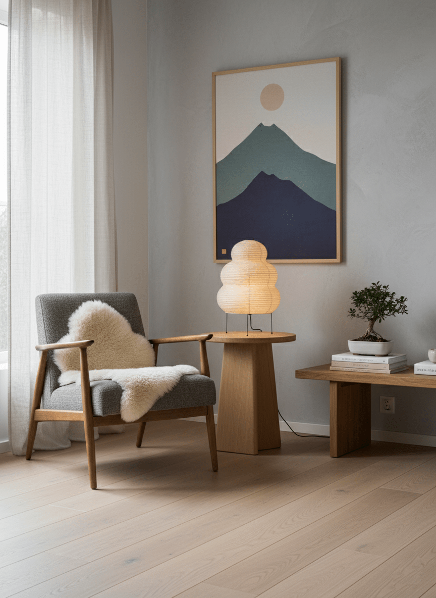 Mulberry paper lantern table lamp detail on white background