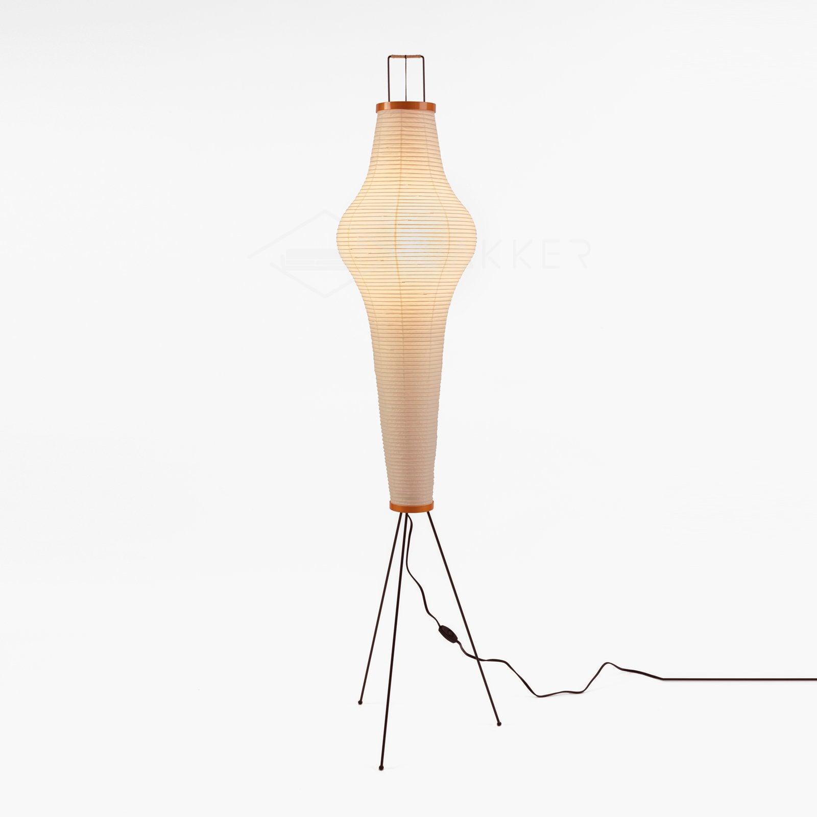 Tall Akari 14A paper floor lamp with slender white shade
