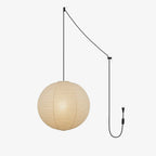 Suspension, globe en papier de mûrier fait main, cordon noir, E27