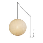 Suspension, globe en papier de mûrier fait main, cordon noir, E27