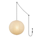 Suspension, globe en papier de mûrier fait main, cordon noir, E27
