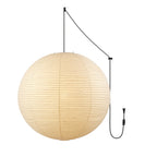 White paper globe pendant light with warm even light
