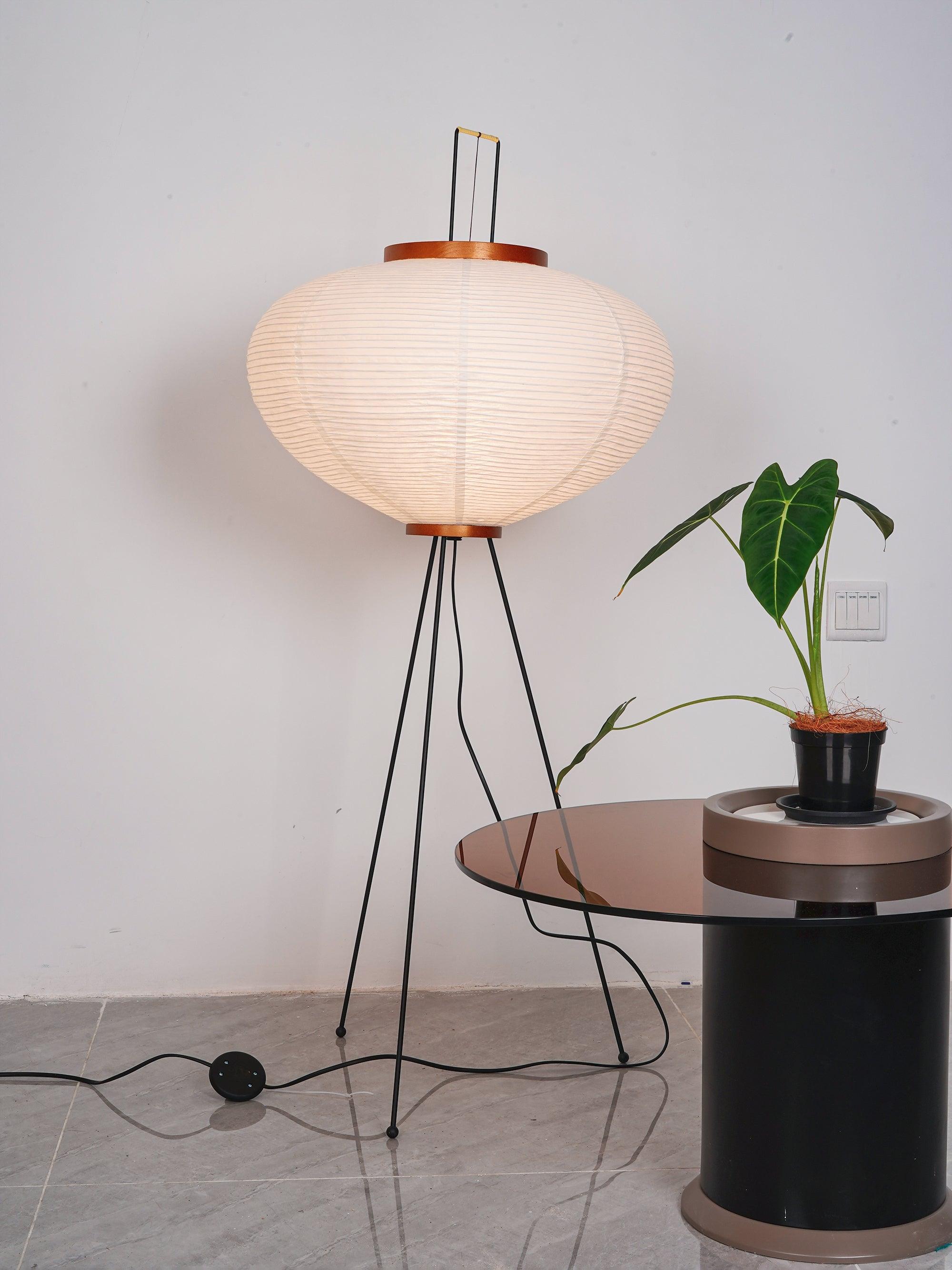 Floor Lamp, Akari Rice Paper Shade, E26/E27, Plug-In, Sculptural