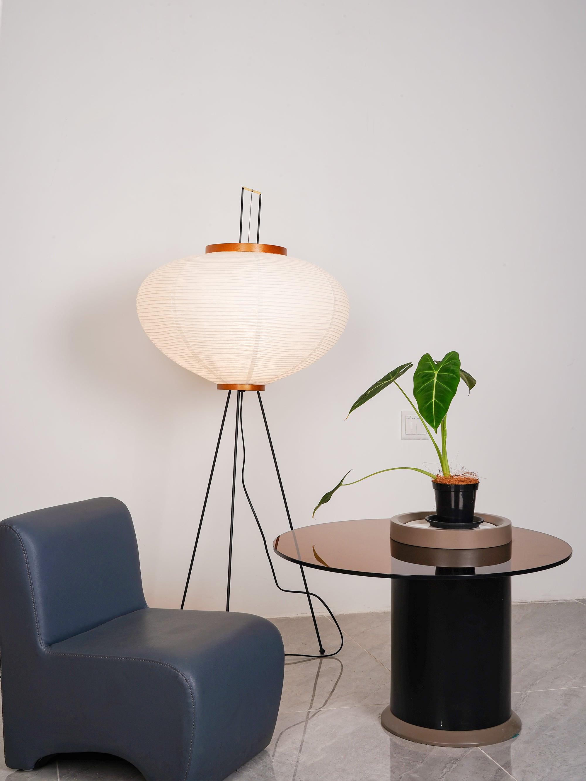 Floor Lamp, Akari Rice Paper Shade, E26/E27, Plug-In, Sculptural