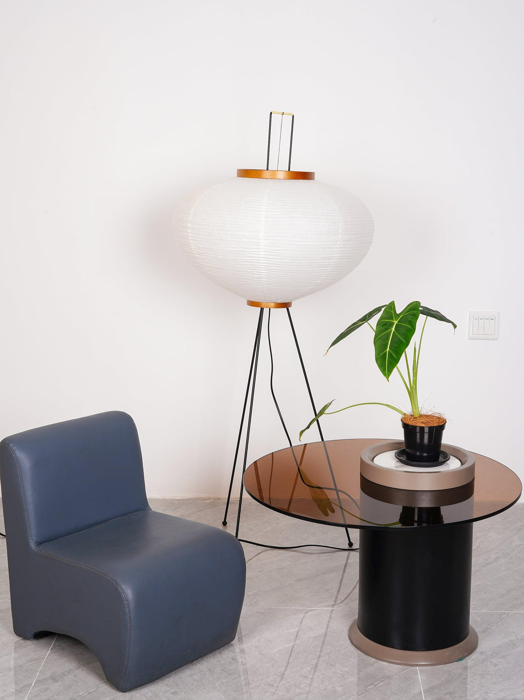 Floor Lamp, Akari Rice Paper Shade, E26/E27, Plug-In, Sculptural