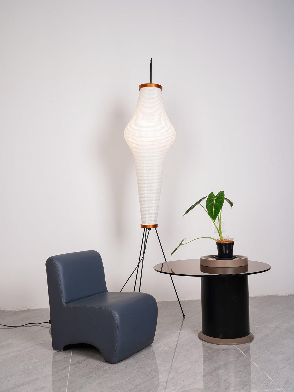 Floor Lamp, Akari Rice Paper Shade, E26/E27, Plug-In, Sculptural
