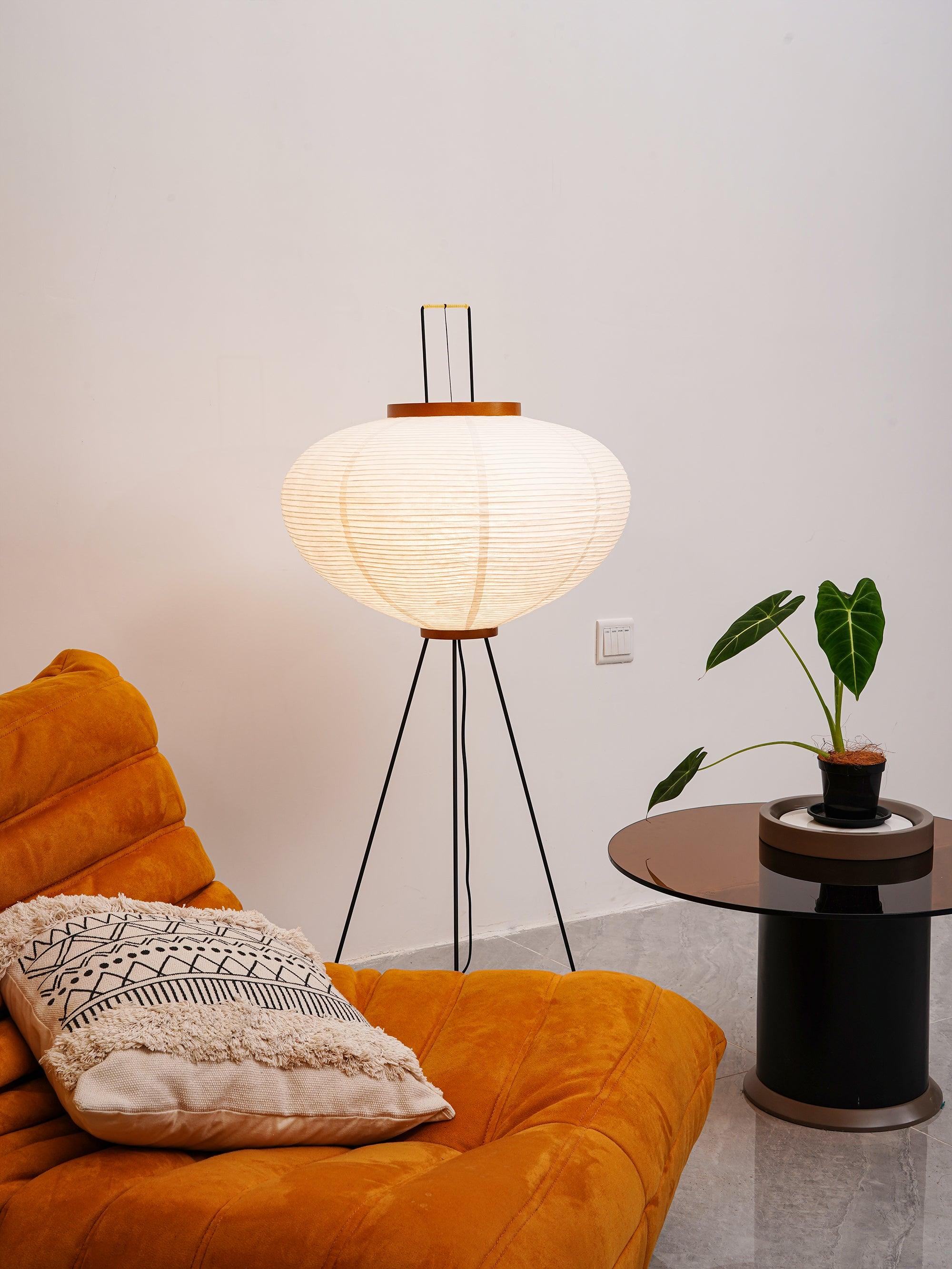Floor Lamp, Akari Rice Paper Shade, E26/E27, Plug-In, Sculptural