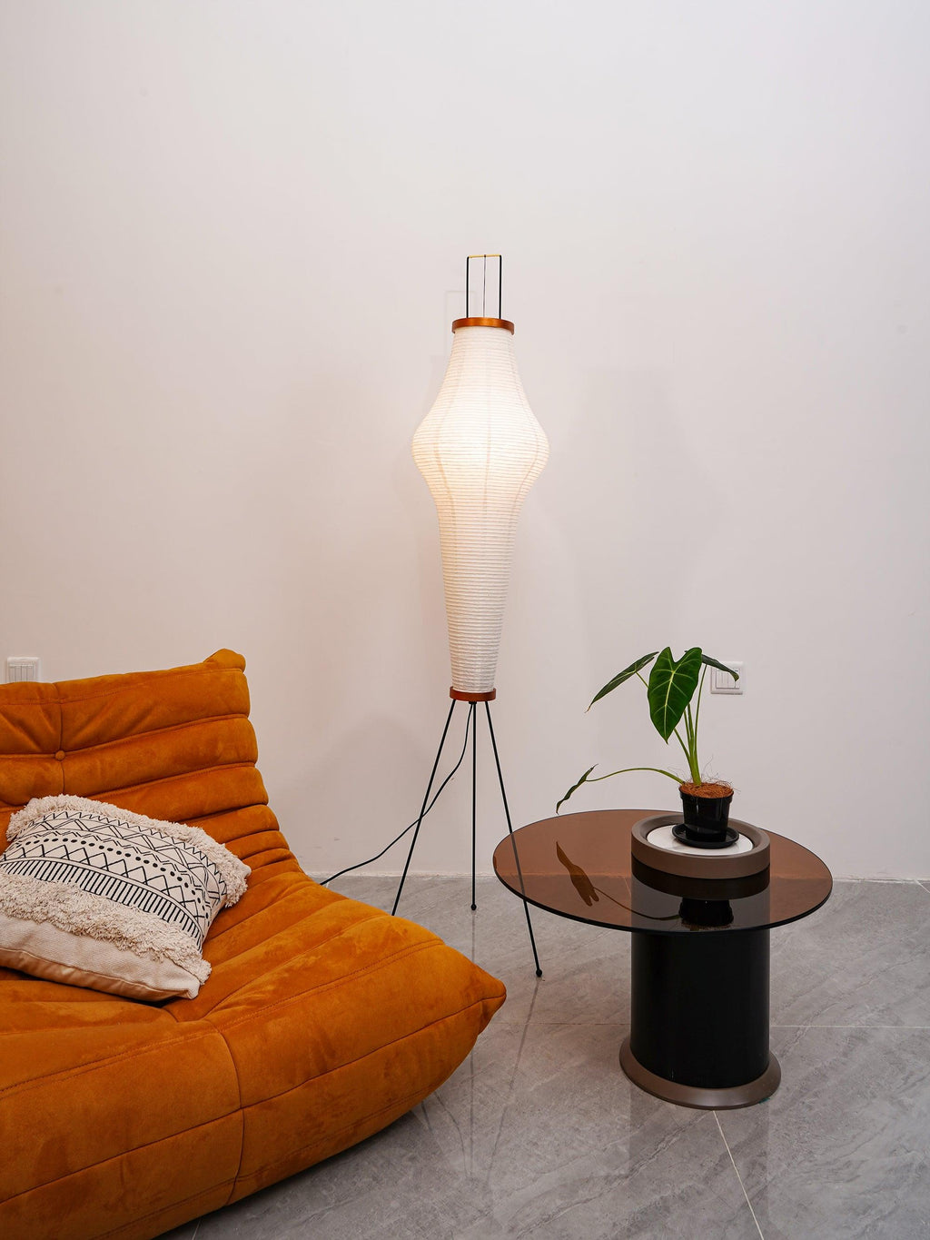Floor Lamp, Akari Rice Paper Shade, E26/E27, Plug-In, Sculptural