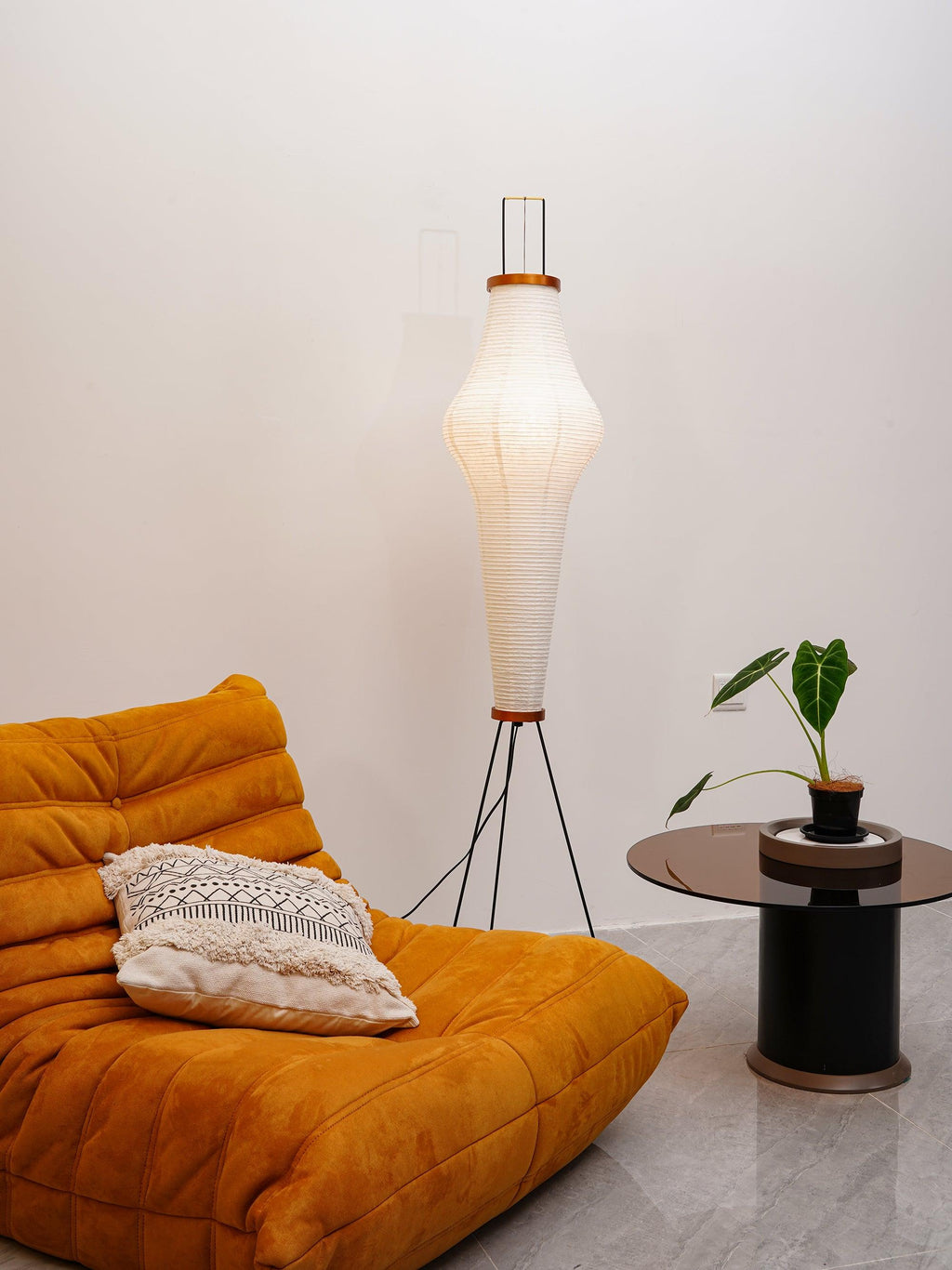 Floor Lamp, Akari Rice Paper Shade, E26/E27, Plug-In, Sculptural