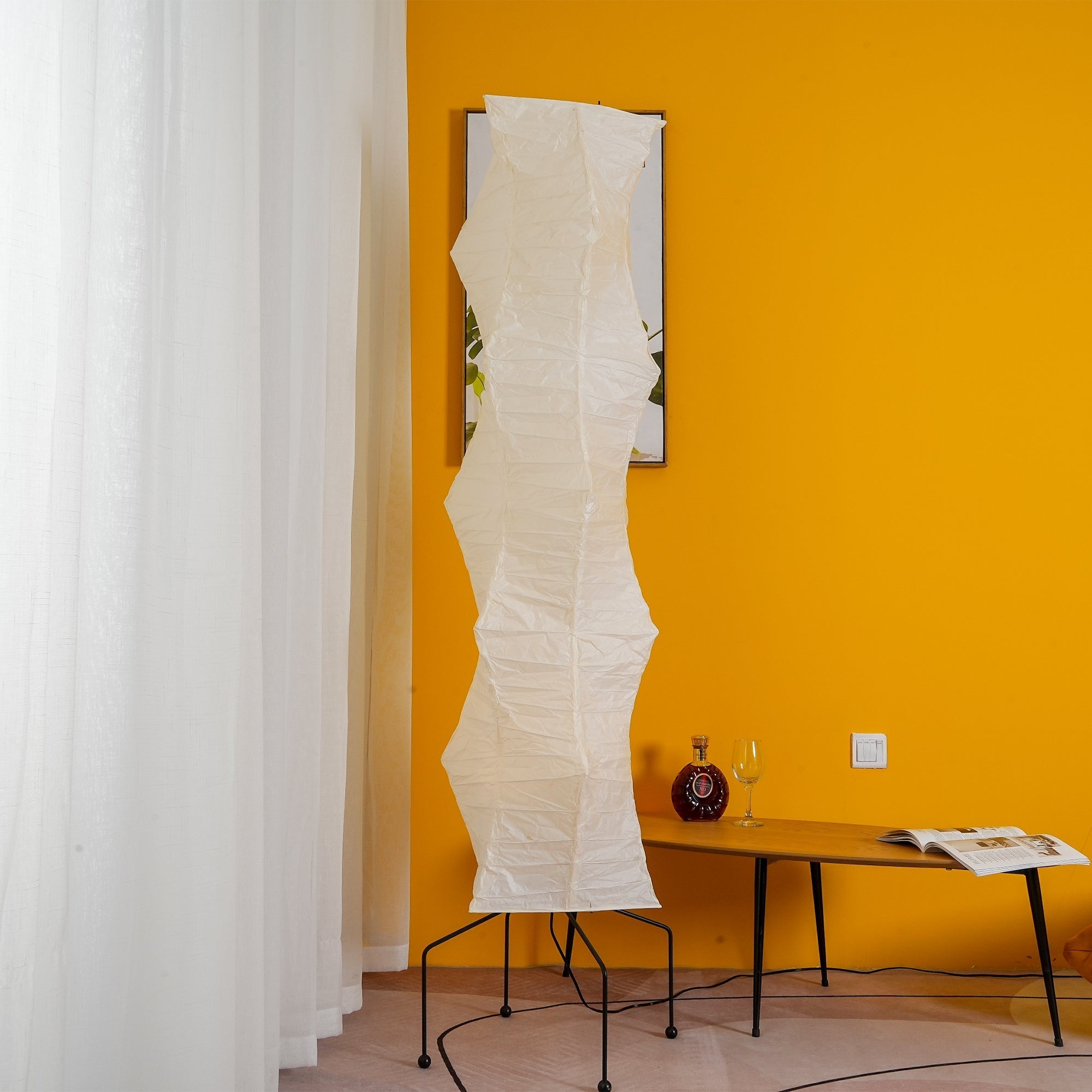 Floor Lamp, Akari Rice Paper Shade, E26/E27, Plug-In, Sculptural