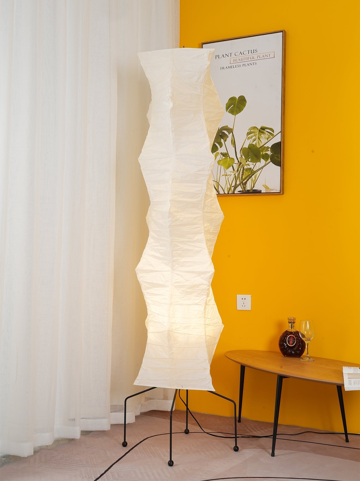 Floor Lamp, Akari Rice Paper Shade, E26/E27, Plug-In, Sculptural