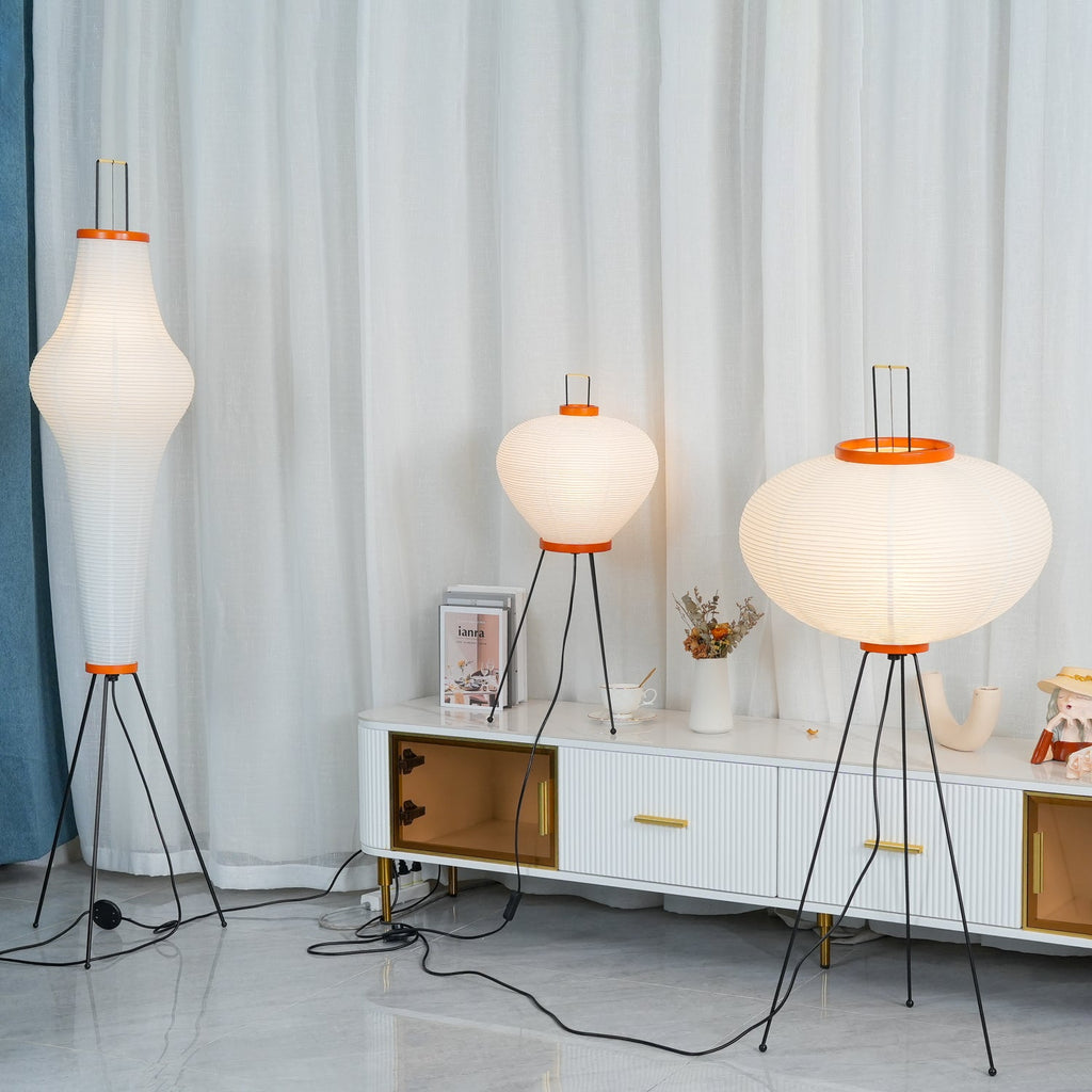 Floor Lamp, Akari Rice Paper Shade, E26/E27, Plug-In, Sculptural