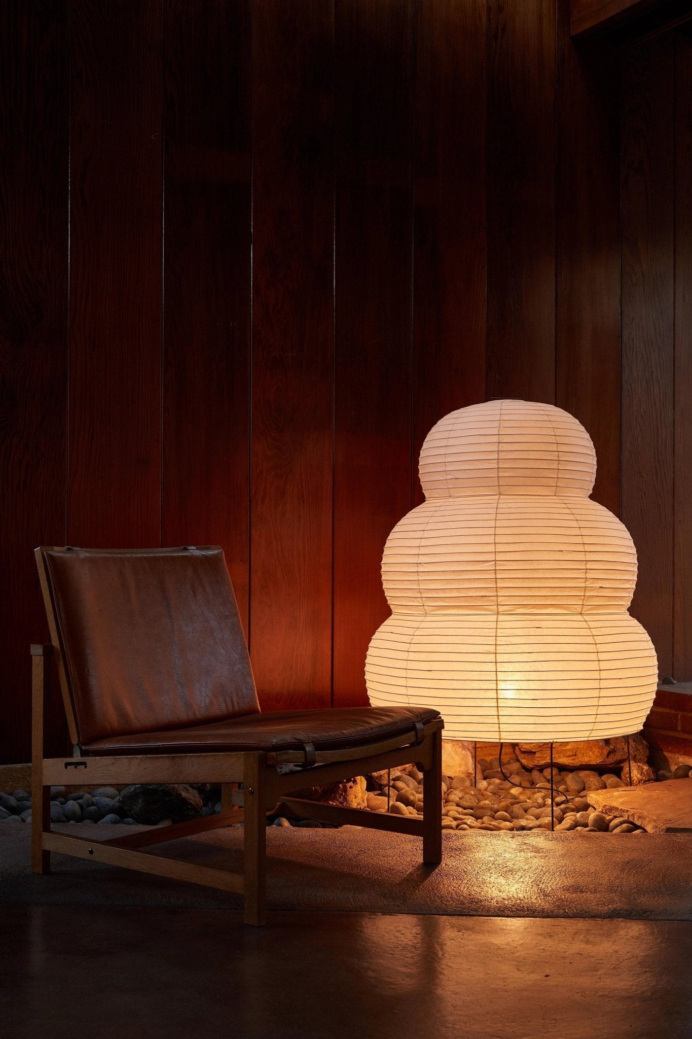Mulberry paper table lamp detail showing the paper shade