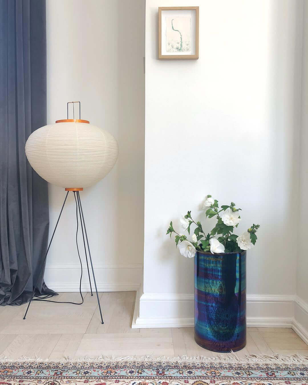 Floor Lamp, Akari Rice Paper Shade, E26/E27, Plug-In, Sculptural