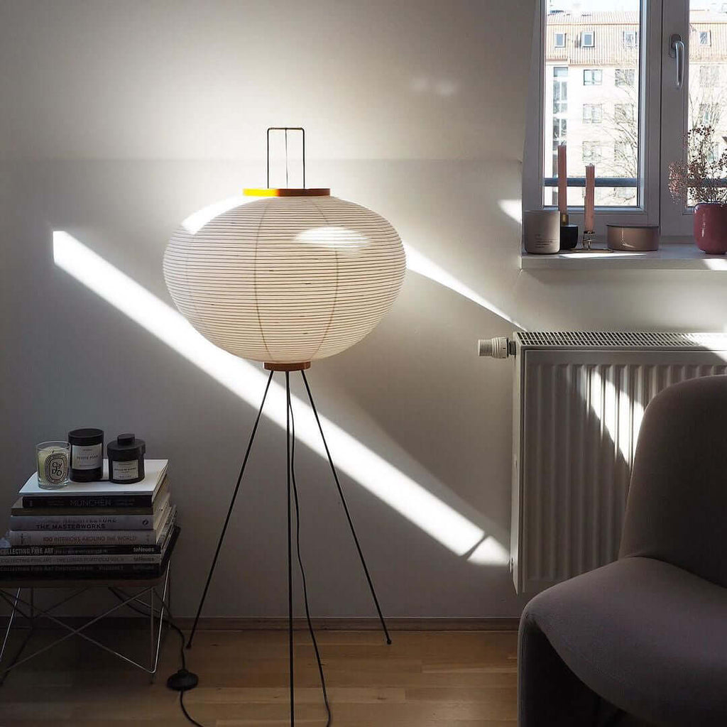 Floor Lamp, Akari Rice Paper Shade, E26/E27, Plug-In, Sculptural