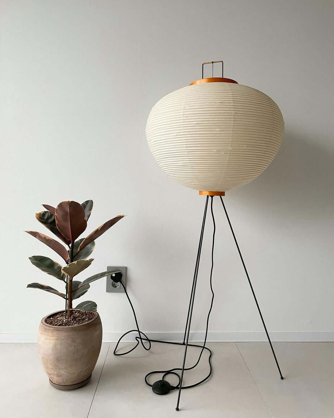 Floor Lamp, Akari Rice Paper Shade, E26/E27, Plug-In, Sculptural