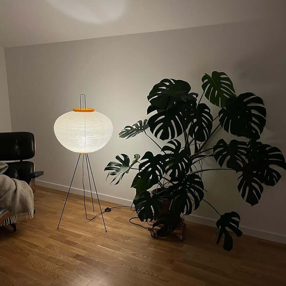 Floor Lamp, Akari Rice Paper Shade, E26/E27, Plug-In, Sculptural
