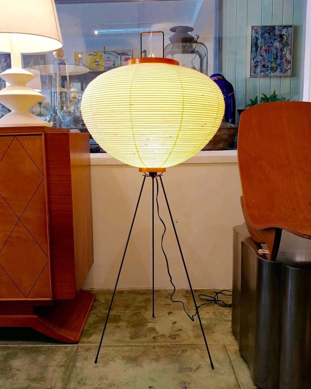 Floor Lamp, Akari Rice Paper Shade, E26/E27, Plug-In, Sculptural