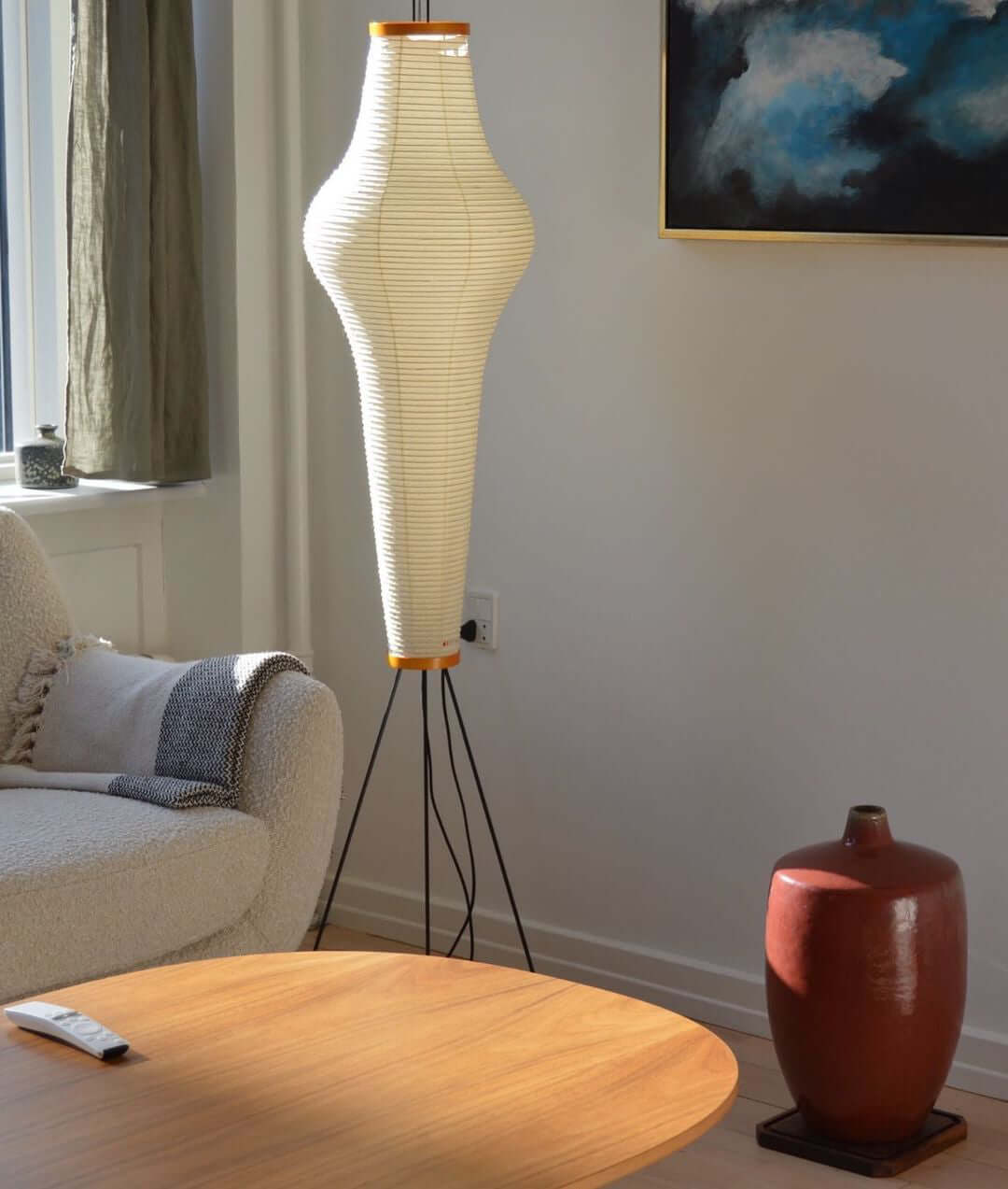 Floor Lamp, Akari Rice Paper Shade, E26/E27, Plug-In, Sculptural