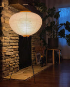 Floor Lamp, Akari Rice Paper Shade, E26/E27, Plug-In, Sculptural