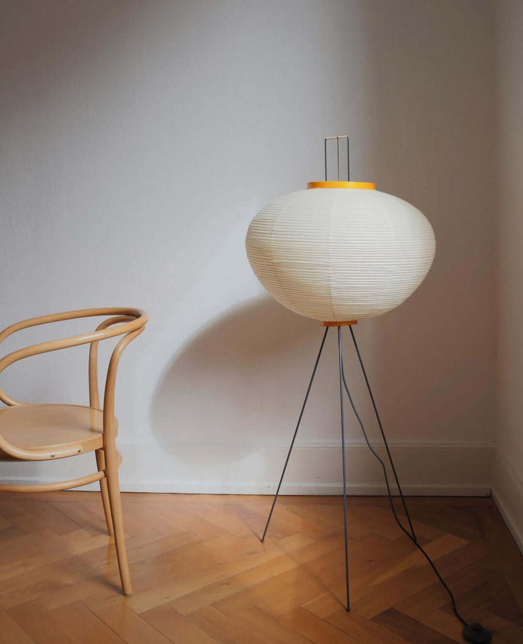Floor Lamp, Akari Rice Paper Shade, E26/E27, Plug-In, Sculptural