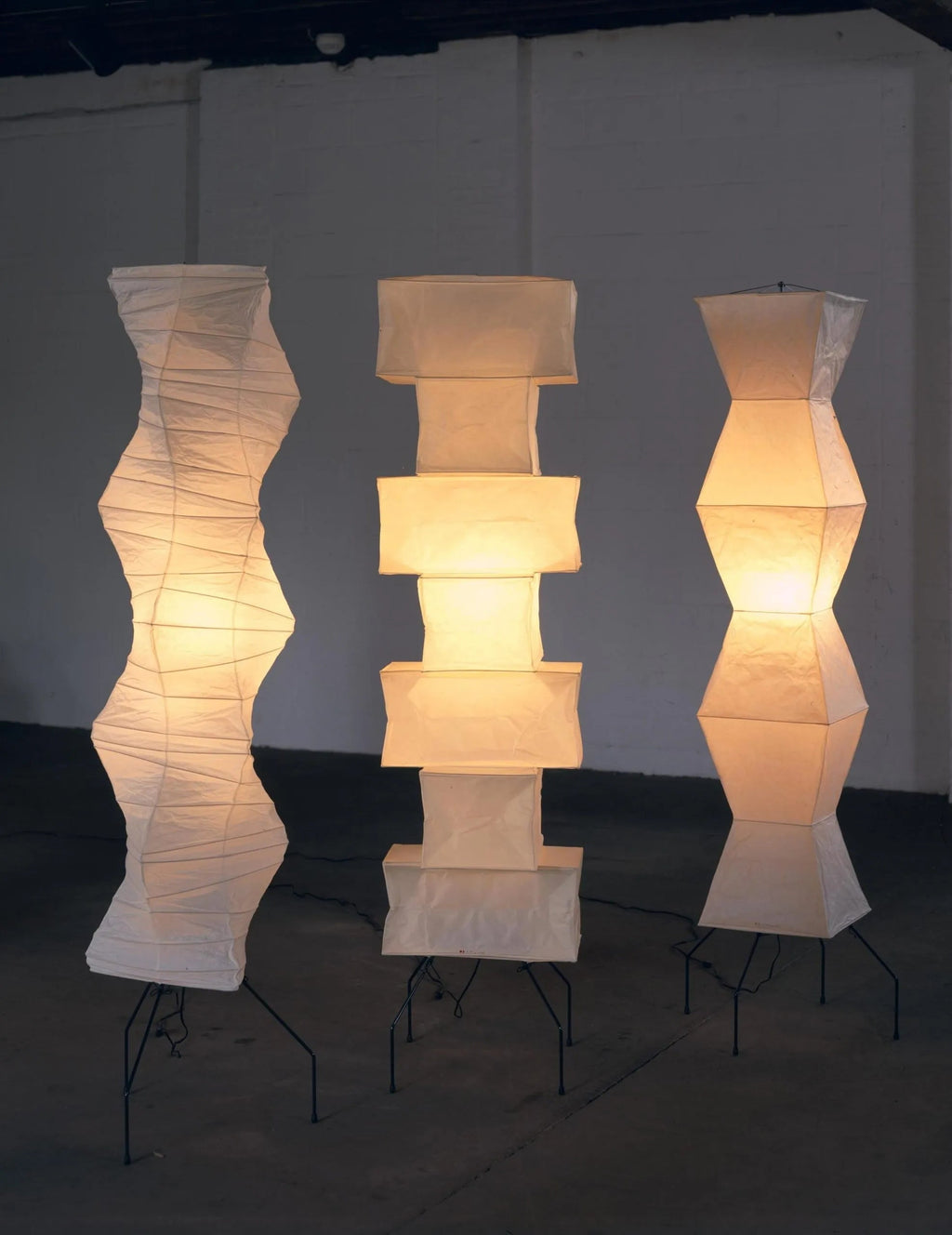 Floor Lamp, Akari Rice Paper Shade, E26/E27, Plug-In, Sculptural