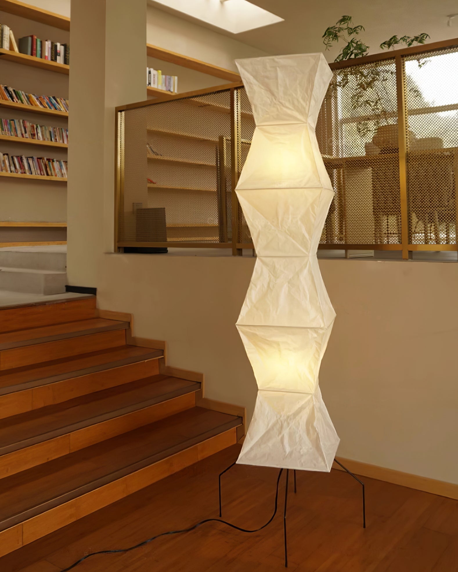 Floor Lamp, Akari Rice Paper Shade, E26/E27, Plug-In, Sculptural