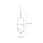 Dimension drawing for the Clérachic Brass Pendant Light capsule, 12 cm / 4.7 in wide and 42 cm / 16.5 in high.