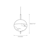 Dimension drawing for the Clérachic Brass Pendant Light globe, 21 cm / 8.3 in wide and 44 cm / 17.3 in high.