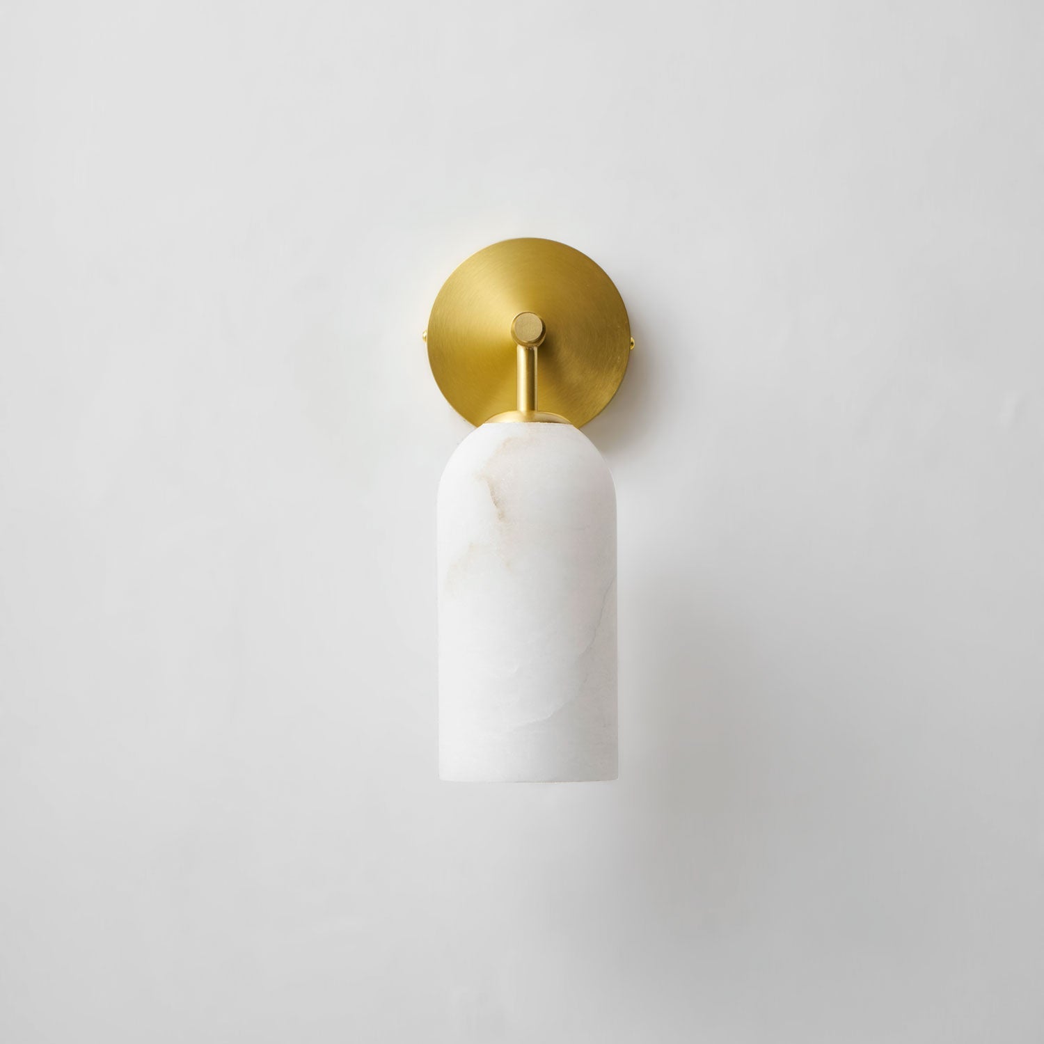 Wall Sconce, Translucent Alabaster Cylinder, Brushed Gold, E14