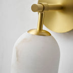 Wall Sconce, Translucent Alabaster Cylinder, Brushed Gold, E14