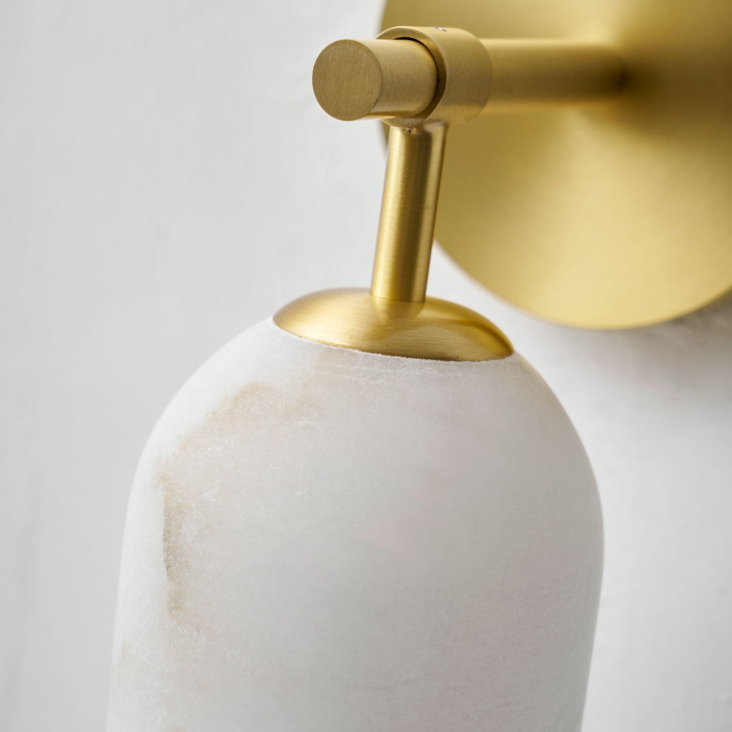 Wall Sconce, Translucent Alabaster Cylinder, Brushed Gold, E14