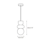 Dimension drawing for the alabaster totem pendant light showing a 10 cm / 3.9 inch diameter and 20 cm / 7.9 inch height